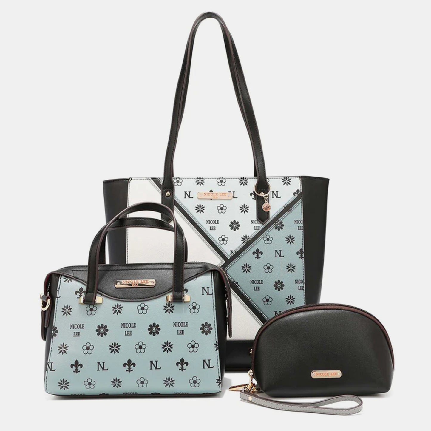 Nicole Lee USA 3-Piece Color Block Handbag Set Trendsi