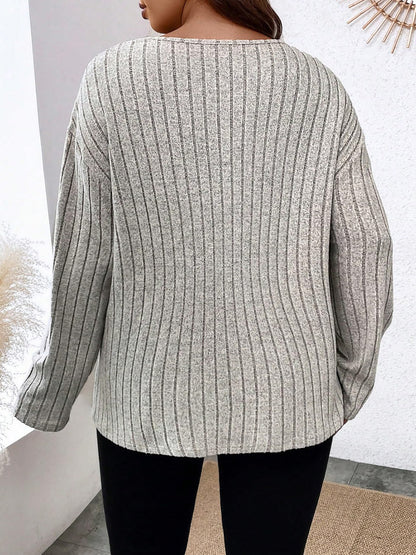 Plus Size Lace Detail Long Sleeve T-Shirt Trendsi