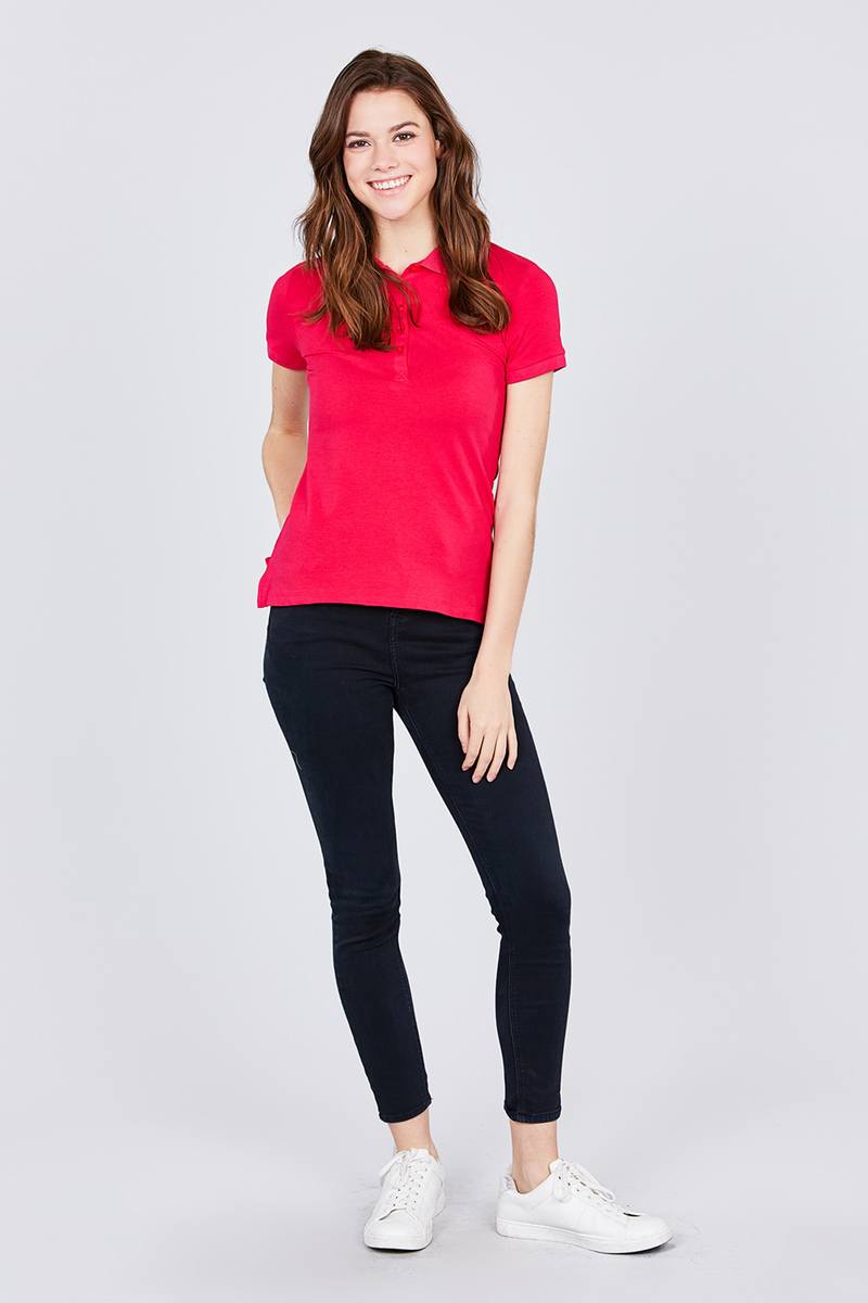 Classic Jersey Spandex Polo Top Pretty Plus and More