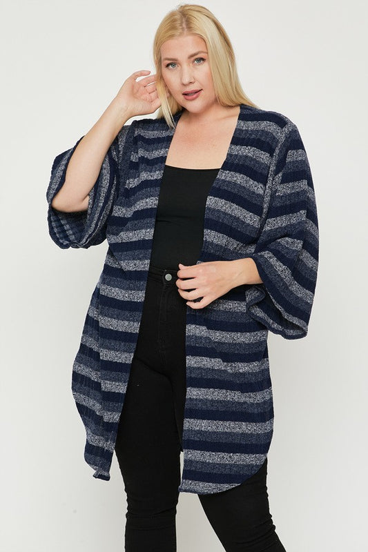 Multi-color Striped Cardigan Pretty Plus and More