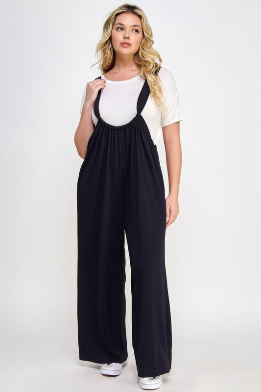 French Terry Wide Leg Jumpsuit Overalls CCWHOLESALECLOTHING