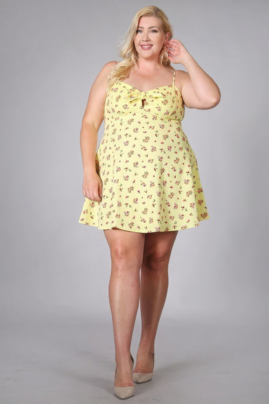 Plus Size Floral Fit And Flare Dress CCWHOLESALECLOTHING