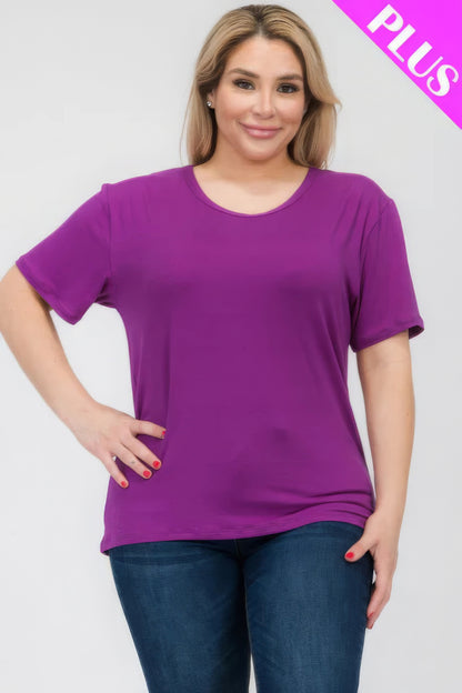 Plus Size Basic Short Sleeve T-shirt Pretty Plus and More