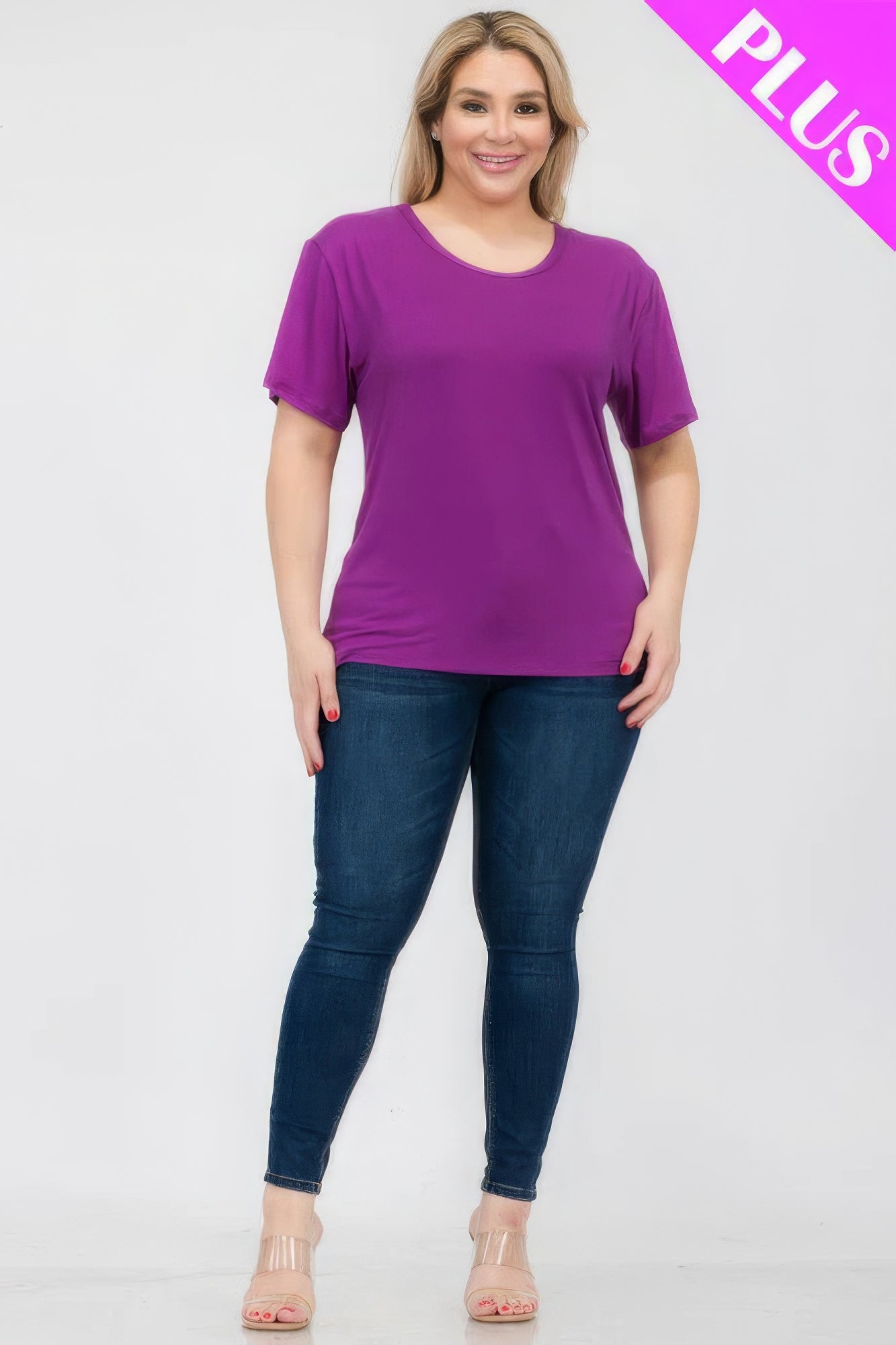 Plus Size Basic Short Sleeve T-shirt Pretty Plus and More