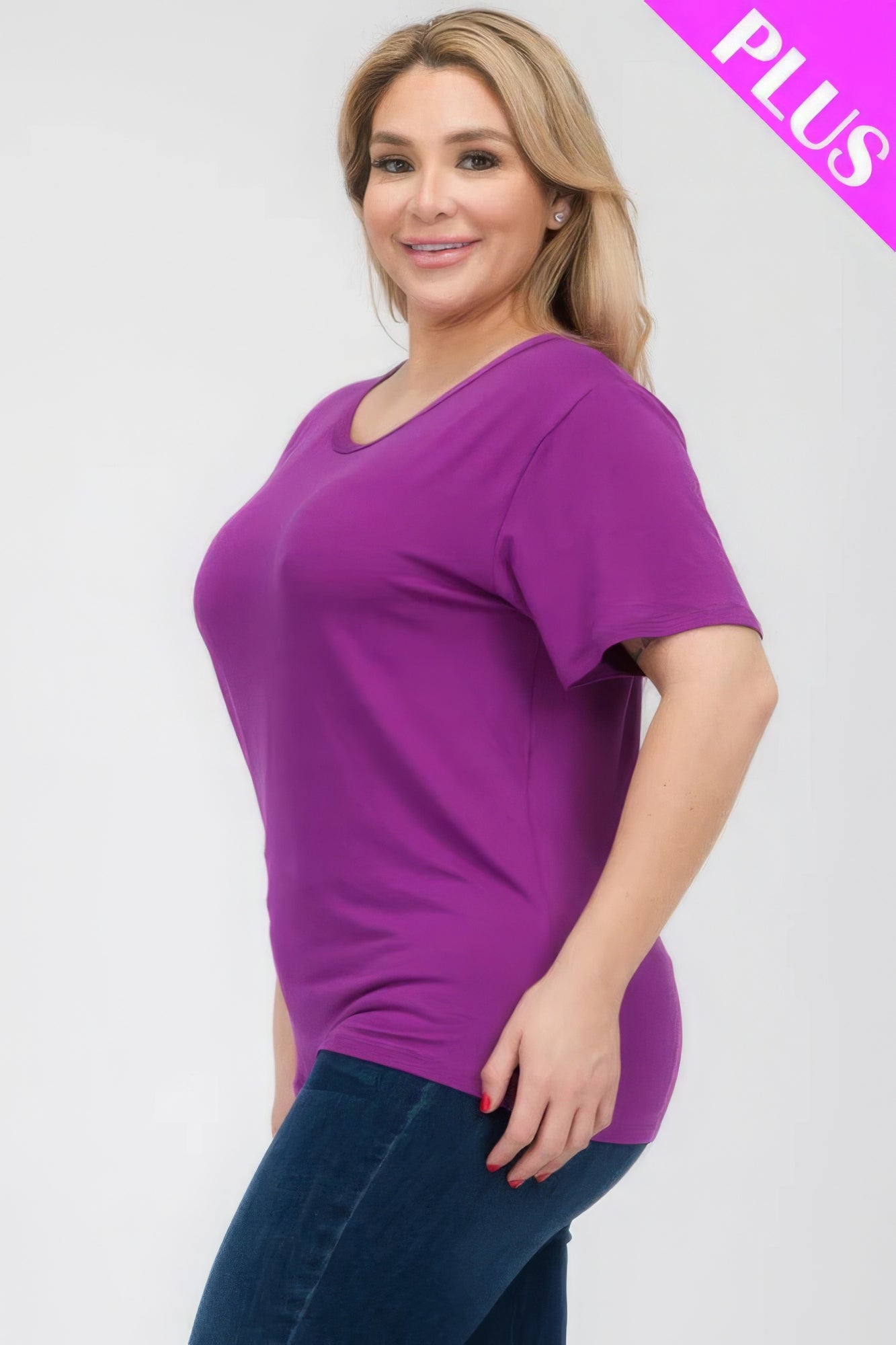 Plus Size Basic Short Sleeve T-shirt Pretty Plus and More