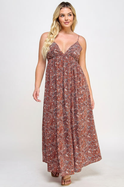 Floral Maxi Dress With Tie Back Pretty Plus and More