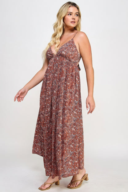 Floral Maxi Dress With Tie Back Pretty Plus and More