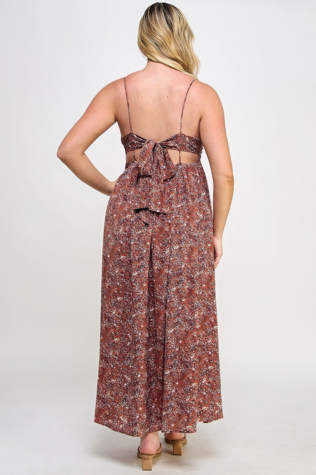 Floral Maxi Dress With Tie Back Pretty Plus and More