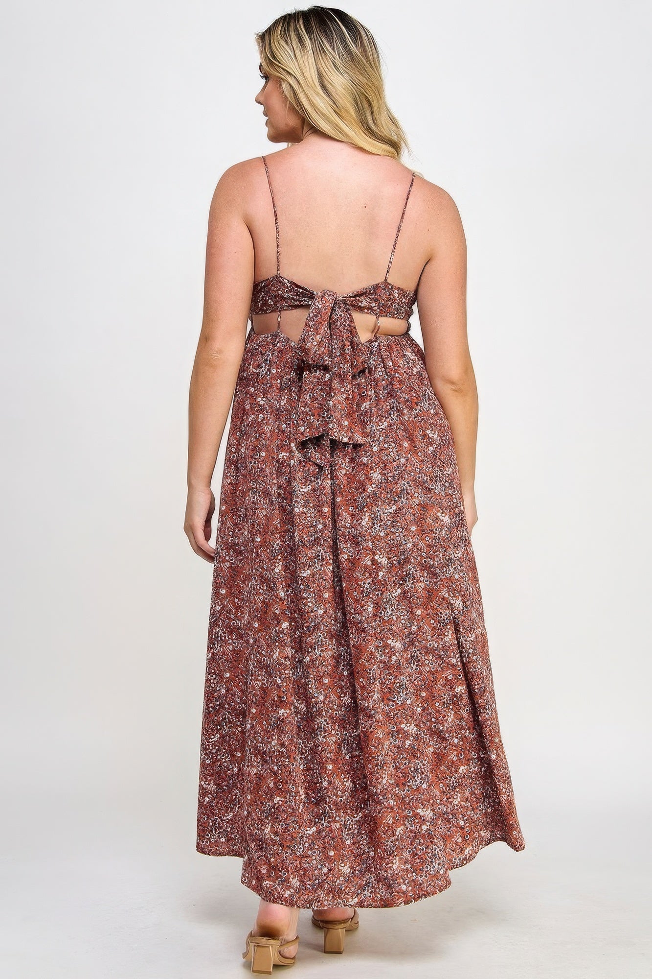 Floral Maxi Dress With Tie Back Pretty Plus and More