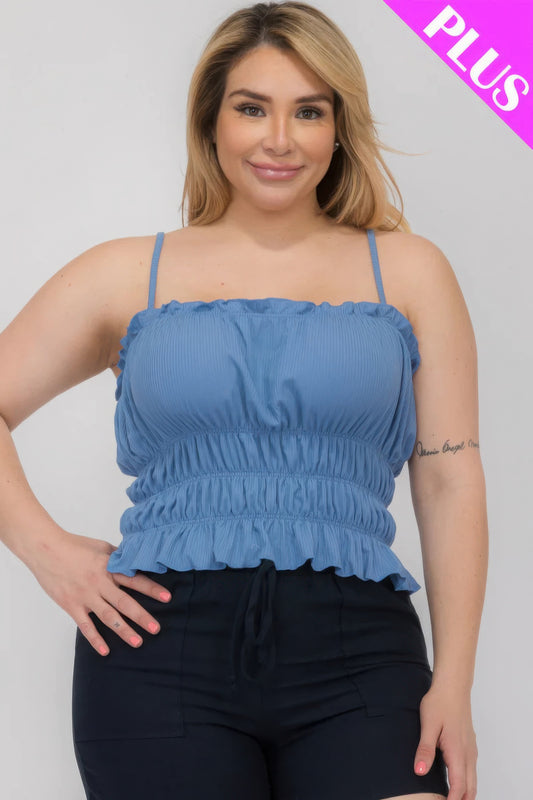 Plus Size Tiered Shirred Body Crop Top CCWHOLESALECLOTHING