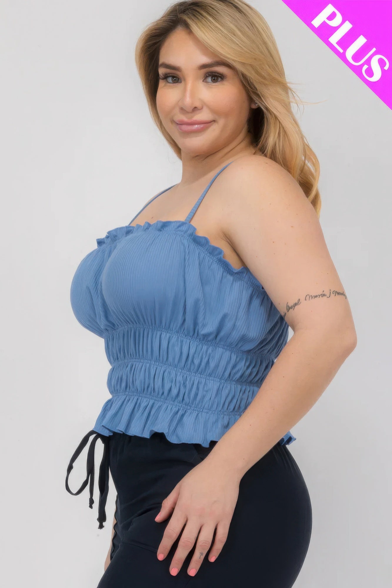 Plus Size Tiered Shirred Body Crop Top CCWHOLESALECLOTHING