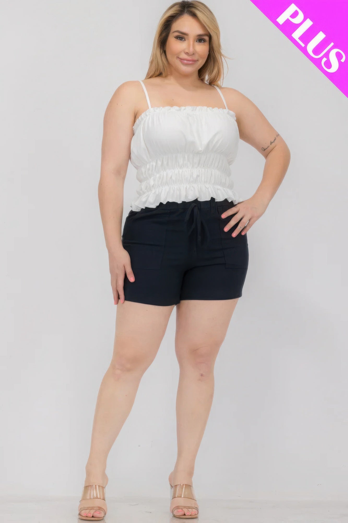 Plus Size Tiered Shirred Body Crop Top CCWHOLESALECLOTHING