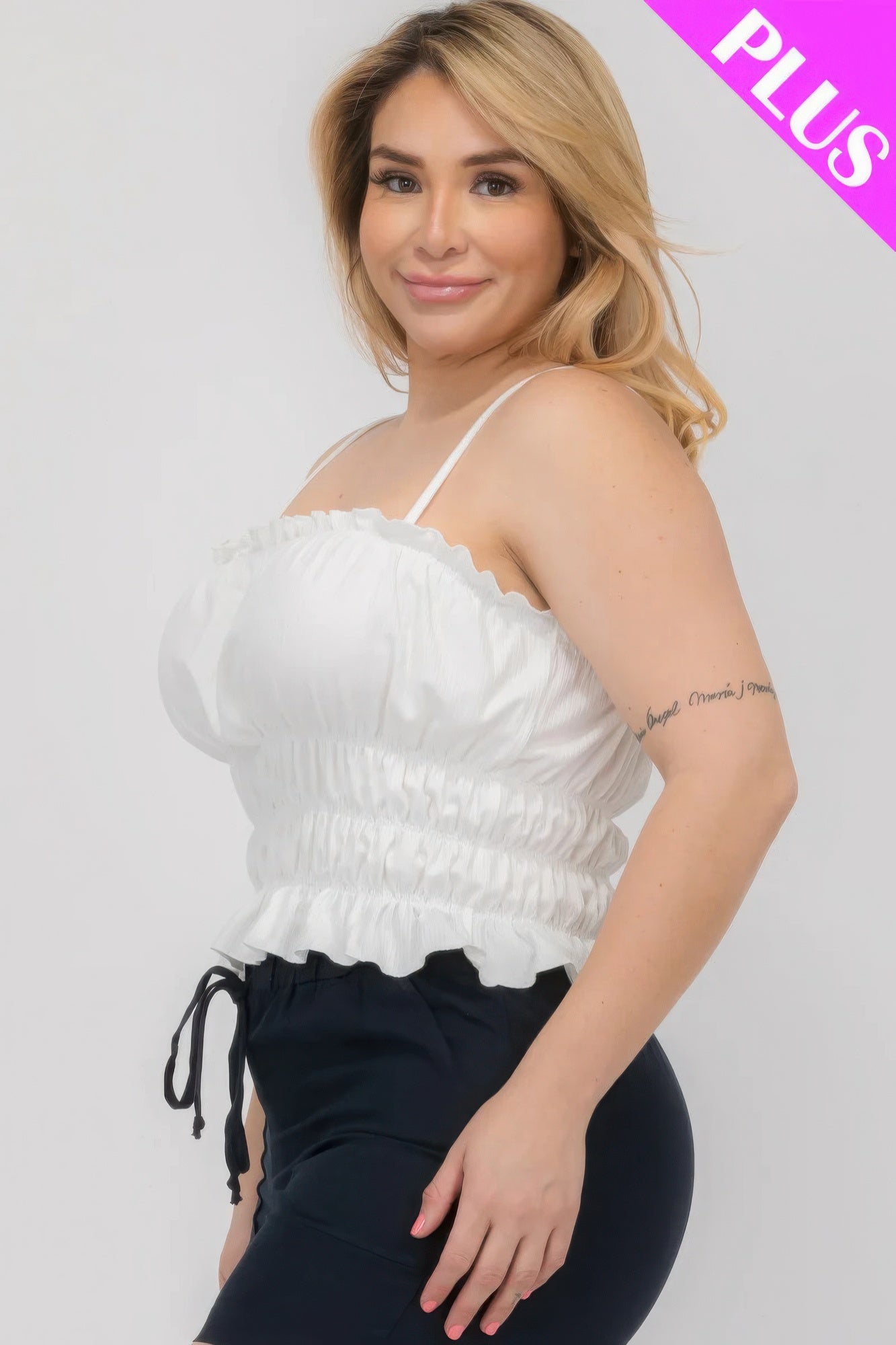 Plus Size Tiered Shirred Body Crop Top CCWHOLESALECLOTHING