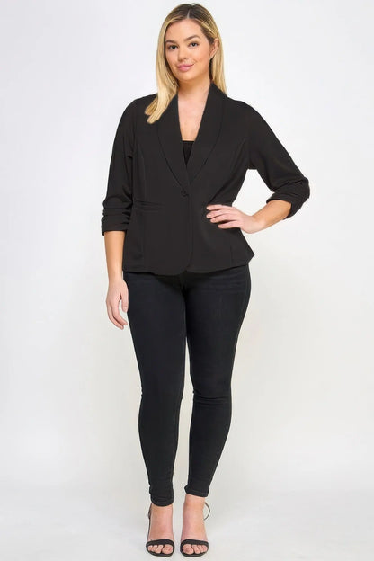 Pretty Plus and More Techno Scuba Blazer with Pockets - Versatile Styling, Comfortable Fit Pretty Plus and More